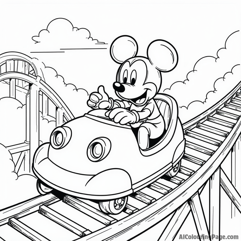 Mickey Mouse on a rollercoaster