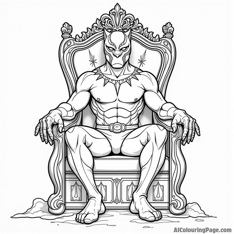 Black Panther sitting on a throne