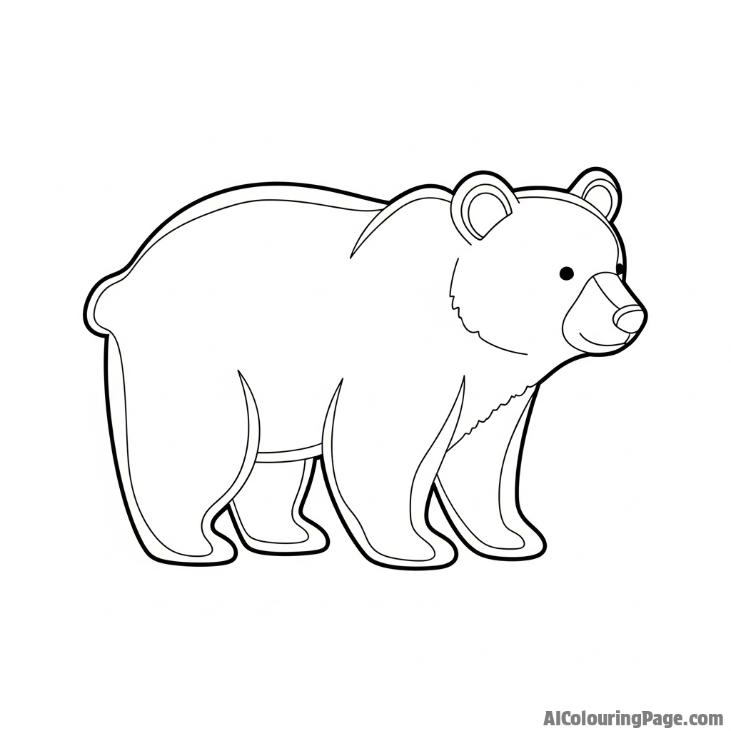 A minimalist line drawing of a bear silhouette.