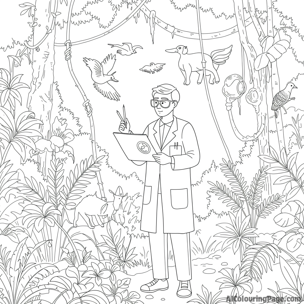 A scientist studying biodiversity in the rainforest.