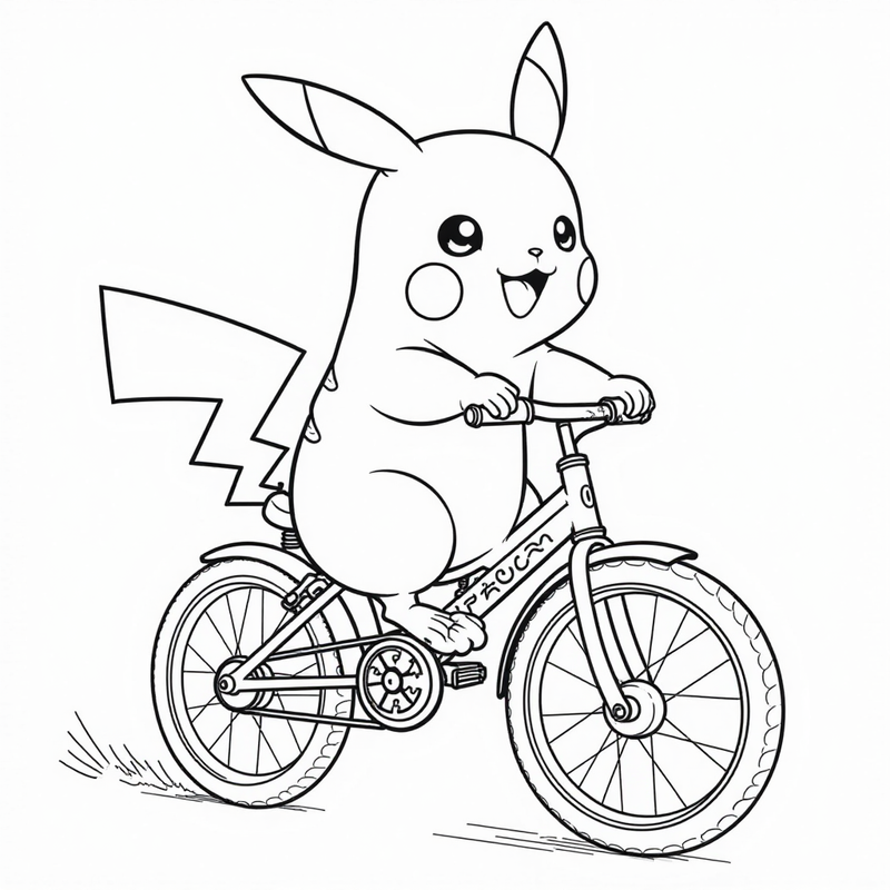 Pikachu riding a bike