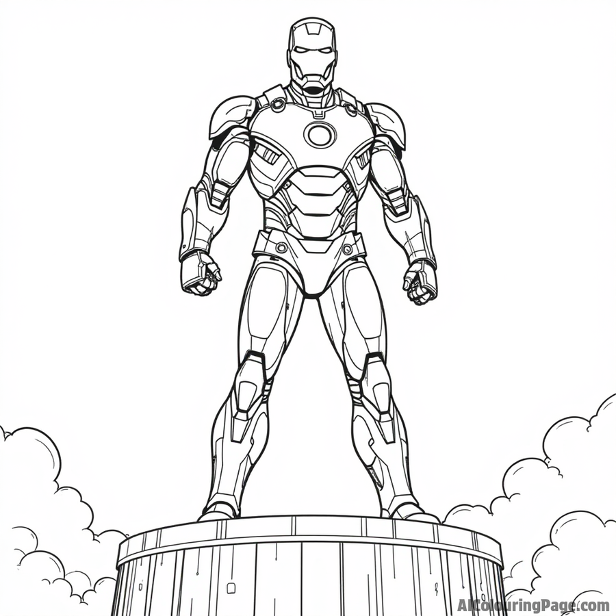 Iron Man standing on a Stark Tower