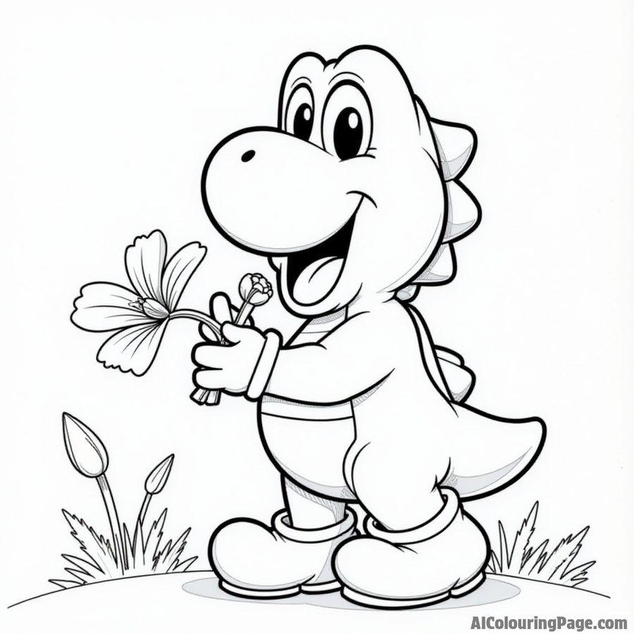 Yoshi eating a flower