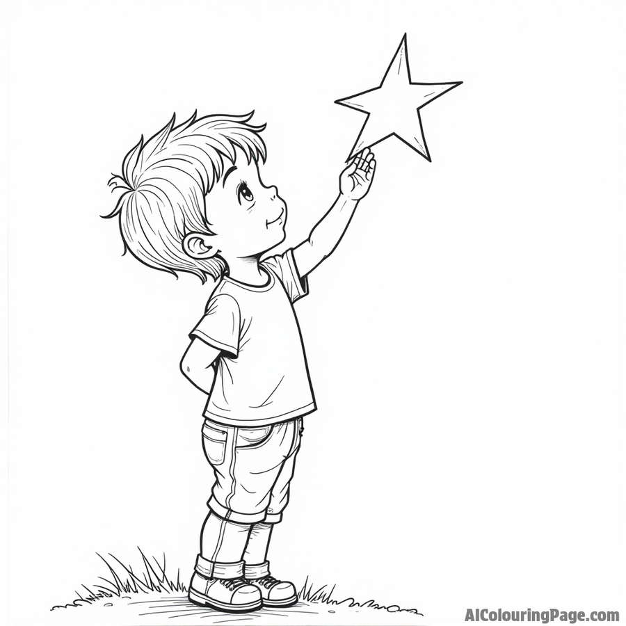 Little boy reaching for a star