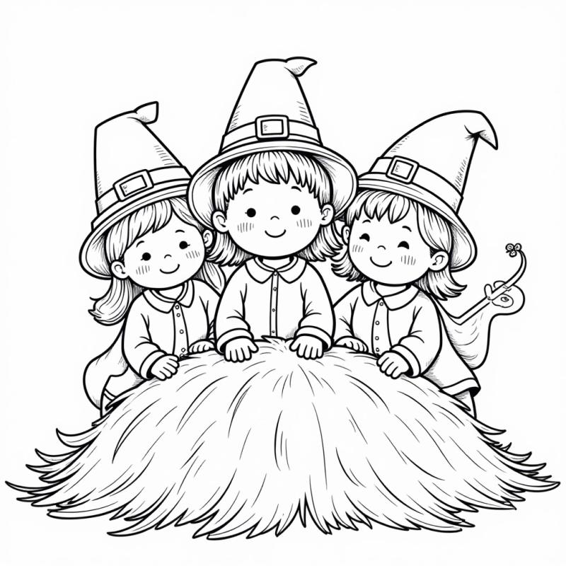 Kids wearing Pilgrim Hats Coloring