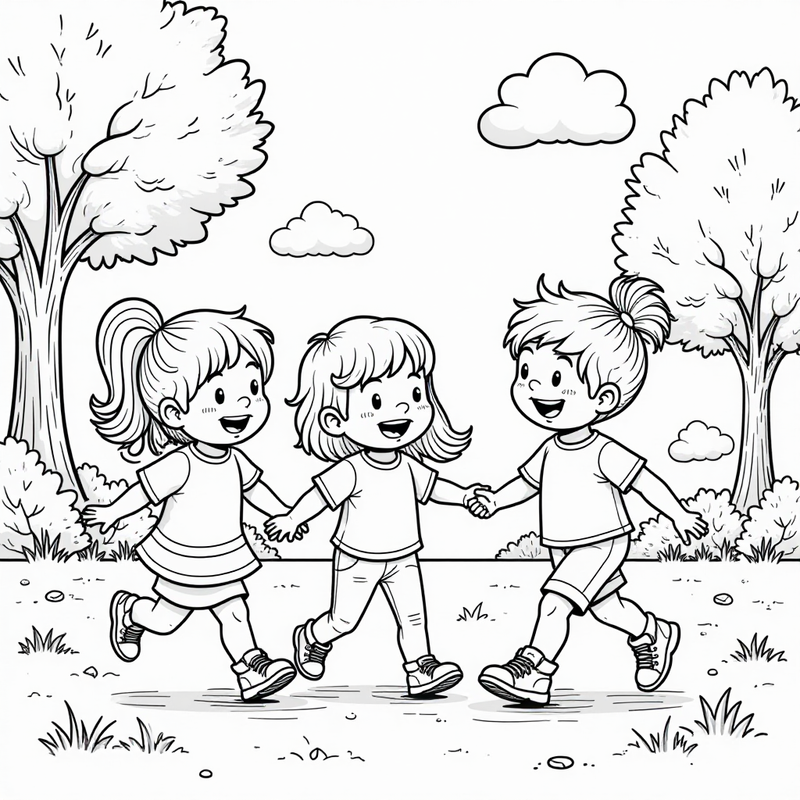 Rainbow Friends playing tag in a park