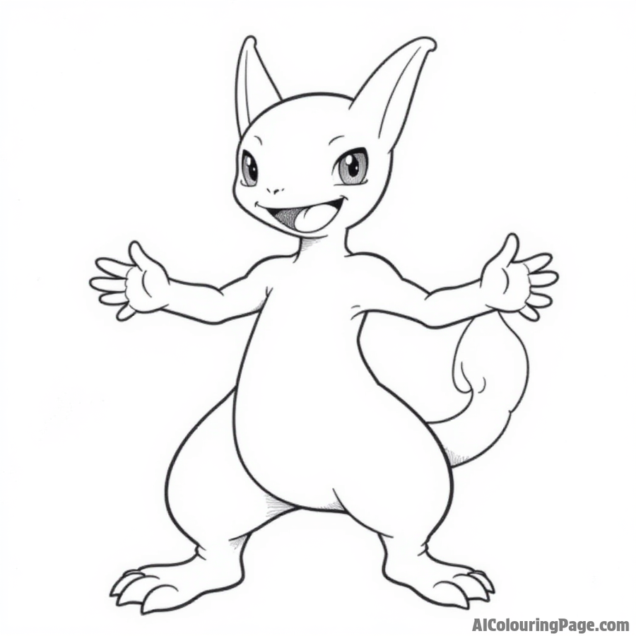 Mewtwo with its arms outstretched