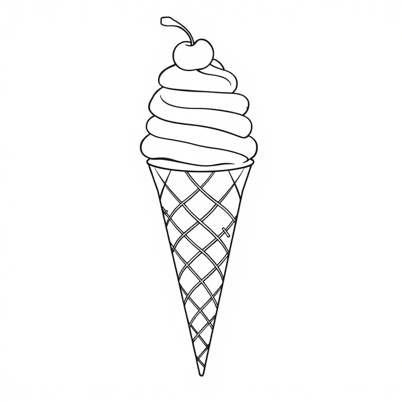 A tall ice cream cone with a cherry on top