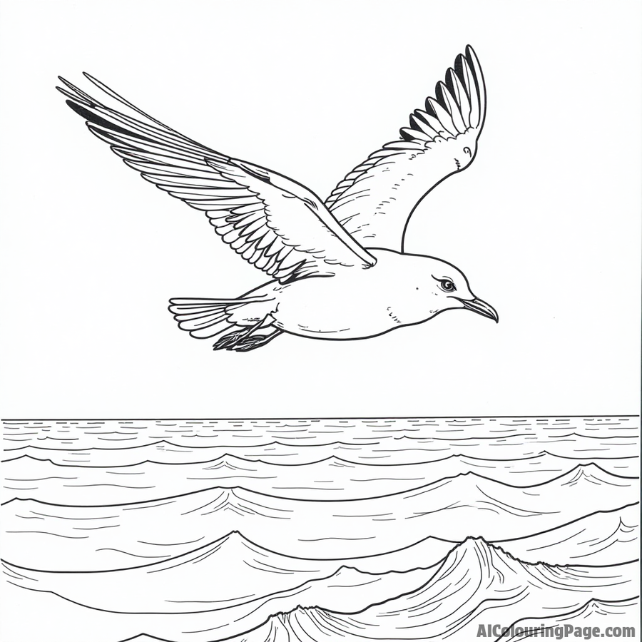 Seagull flying over the ocean