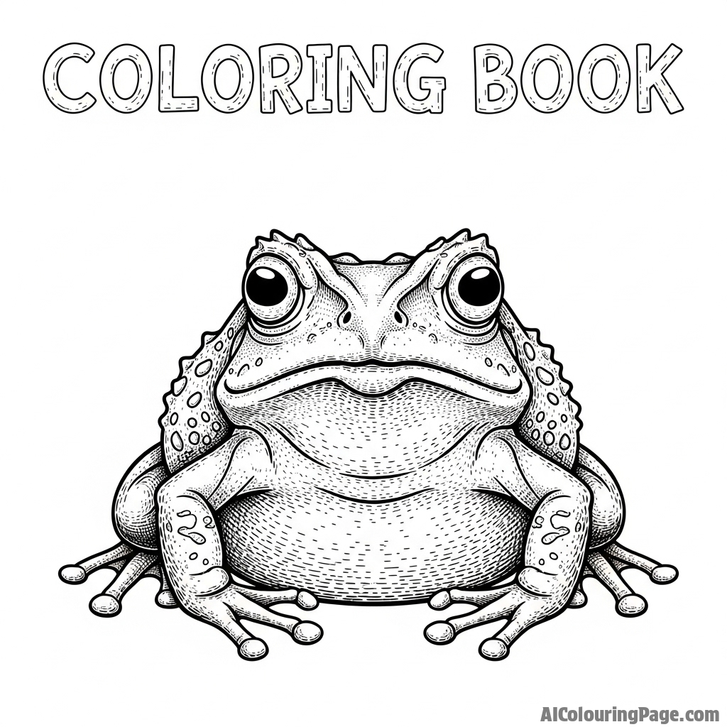 A detailed engraving of a desert rain frog, looking grumpy.
