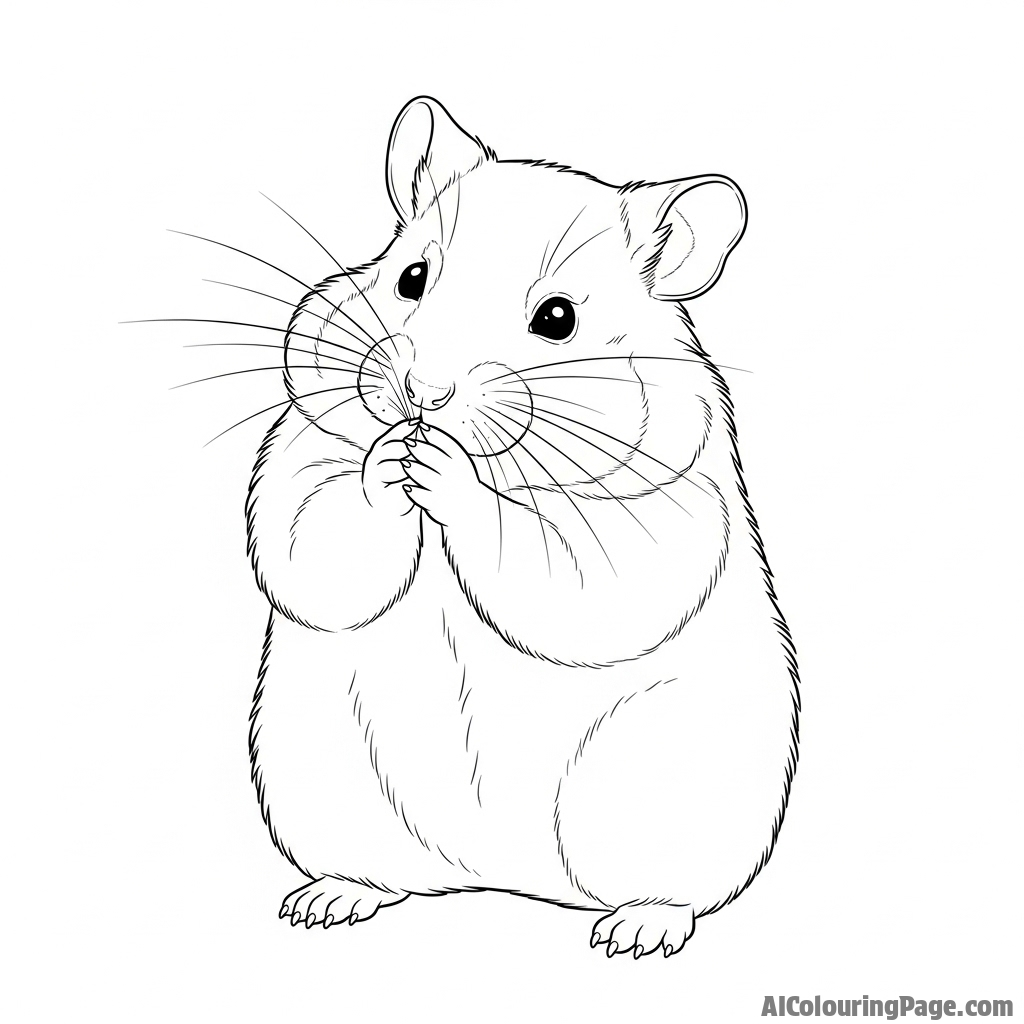 A watercolor painting of a hamster grooming its whiskers