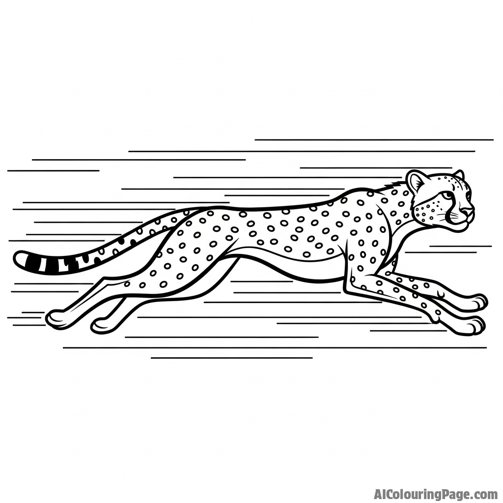 A motion-panned photograph of a running cheetah, the background streaked into abstract lines of speed.
