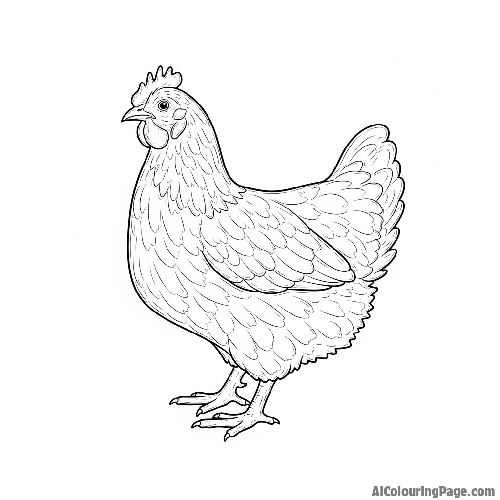 A highly-textured, impasto painting of a hen.