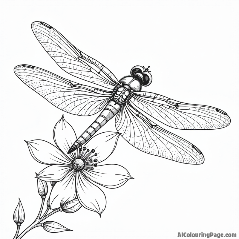 A dragonfly hovering near a jasmine blossom