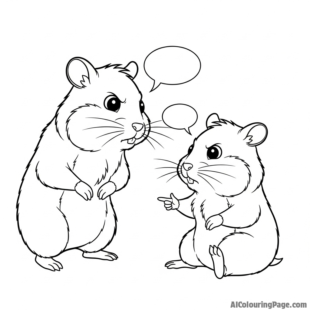 Two hamsters appearing to have a serious conversation