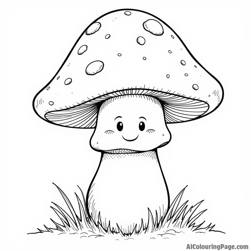 A giant mushroom with a smiling face