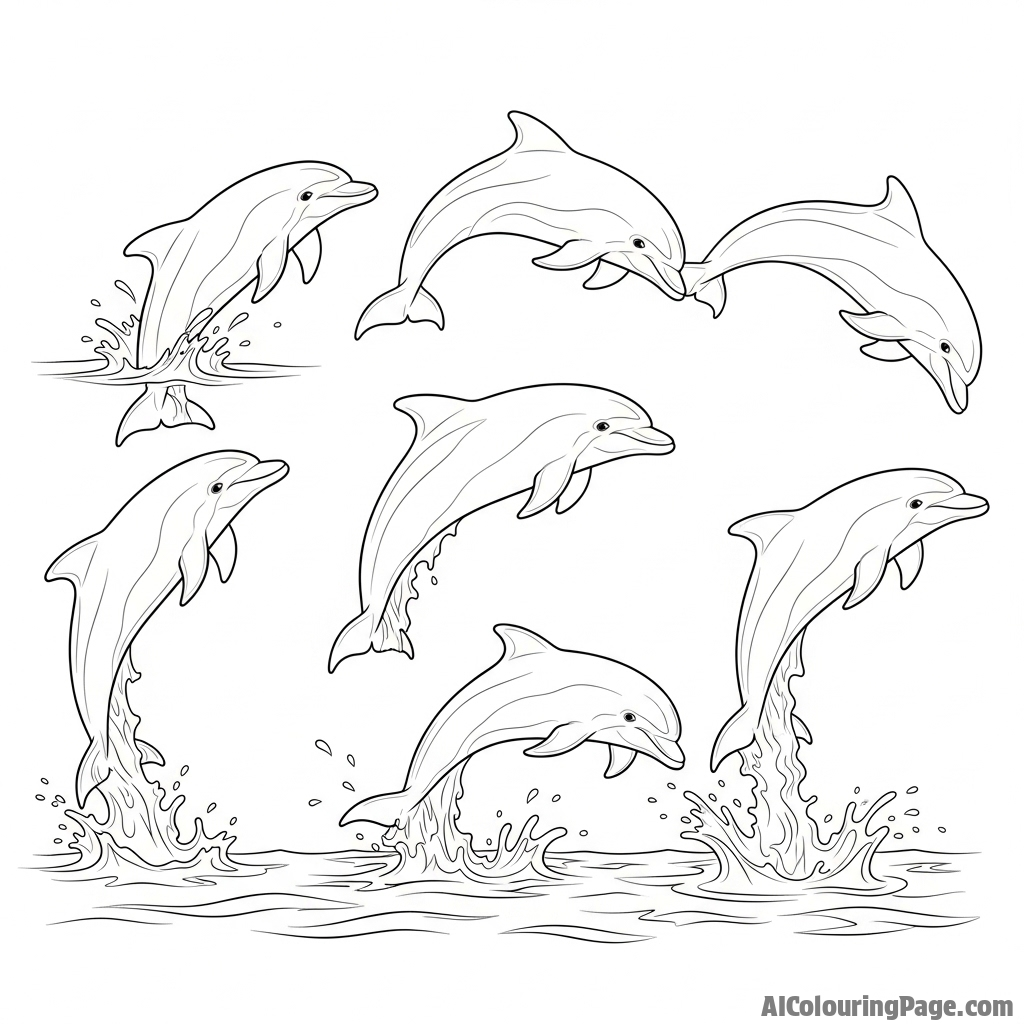 A time-lapse photograph showing the entire graceful arc of a dolphin’s jump from start to finish.