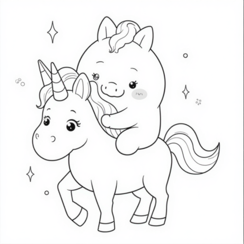 Smiling squishmallow riding a unicorn