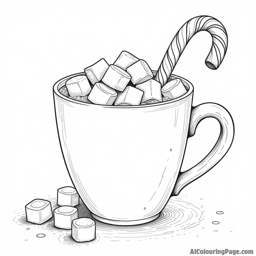 Hot cocoa with marshmallows and candy canes