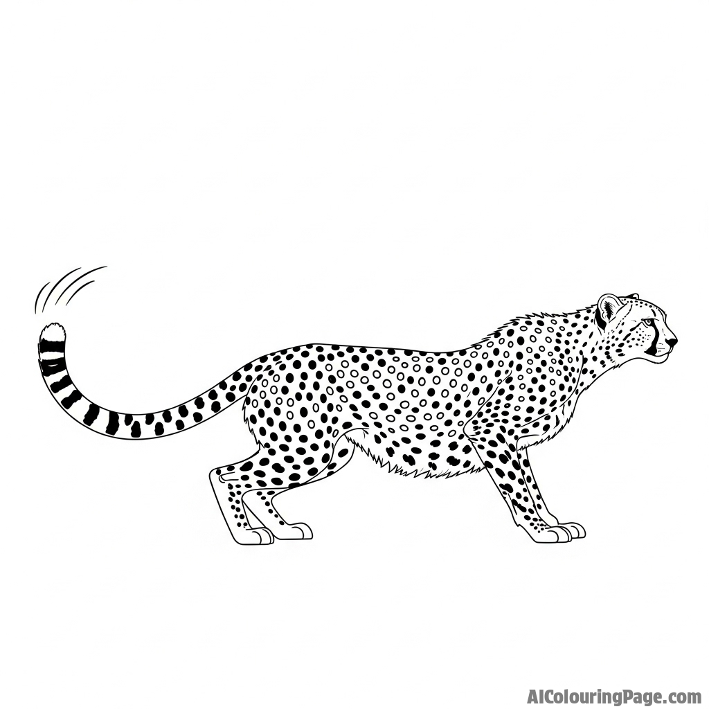A cheetah's long tail twitching with anticipation as it watches distant prey.