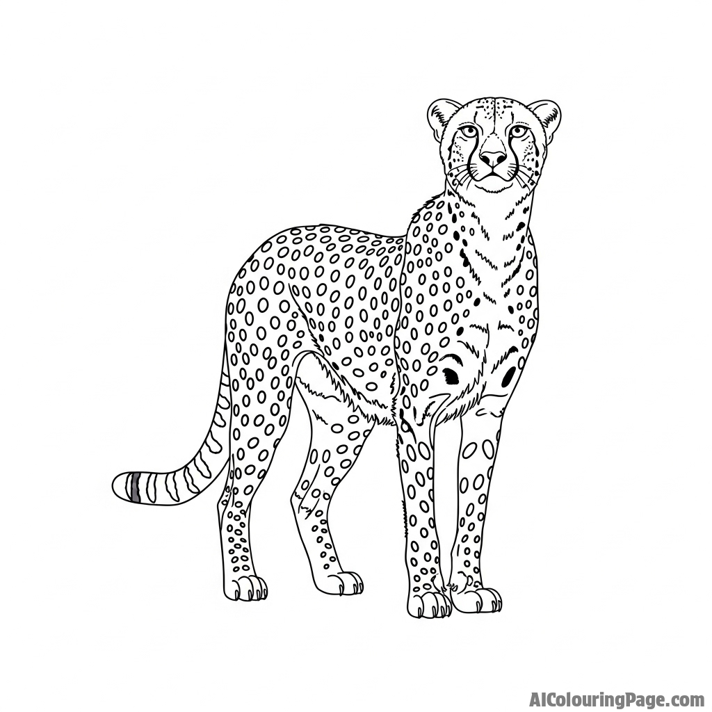 A cheetah's alert posture, its body forming a taut line of potential energy.