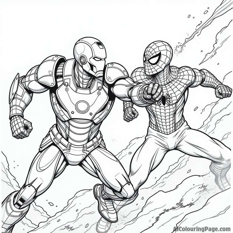 Iron Man fighting alongside Spider-Man