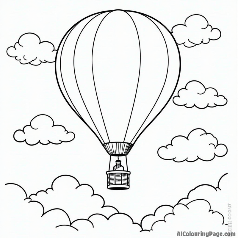 Hot air balloon floating over clouds