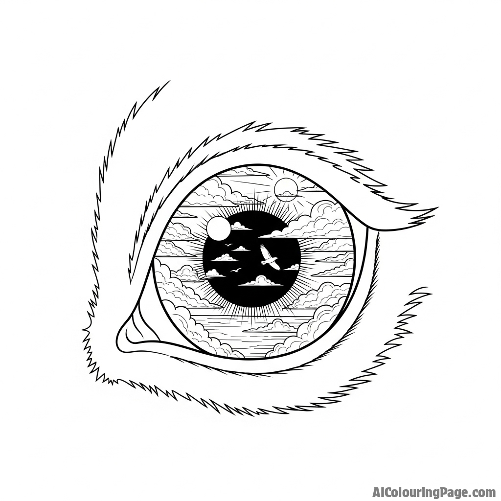 A close-up of a rabbit's eye, reflecting a vast, open sky.