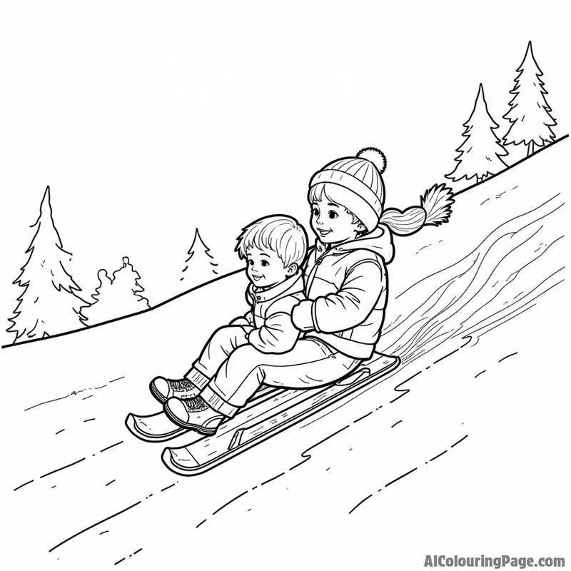 Children sledding down a hill