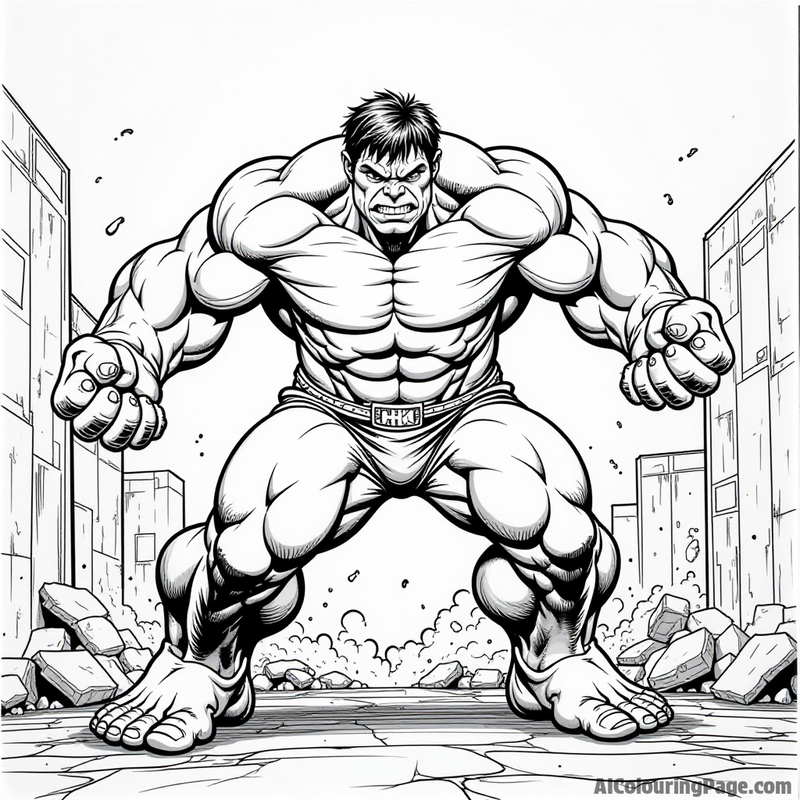 Hulk smashing a building