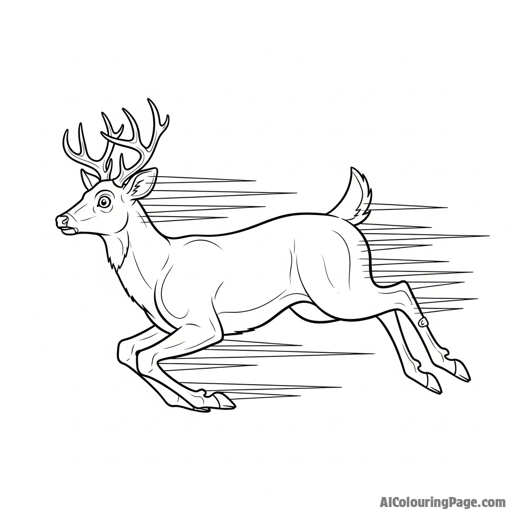 A startled deer, mid-bound, captured with artistic motion blur.