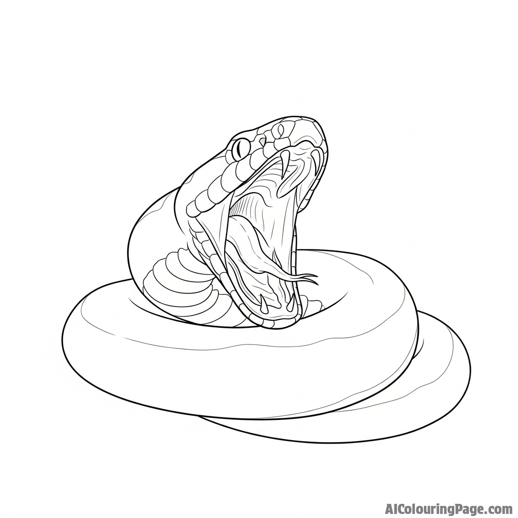 A snake yawning, its mouth opened impossibly wide, showcasing the interior structure.