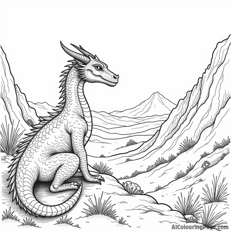 Dragon looking out at a vast landscape