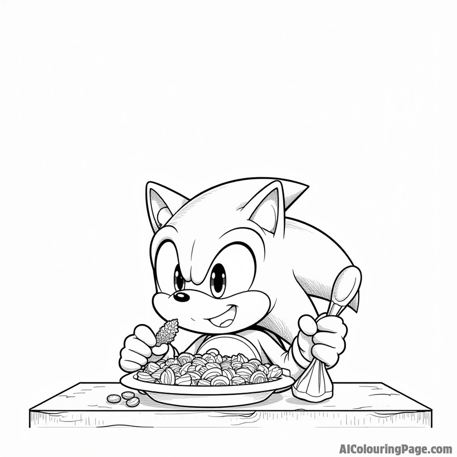 Sonic enjoying a delicious meal