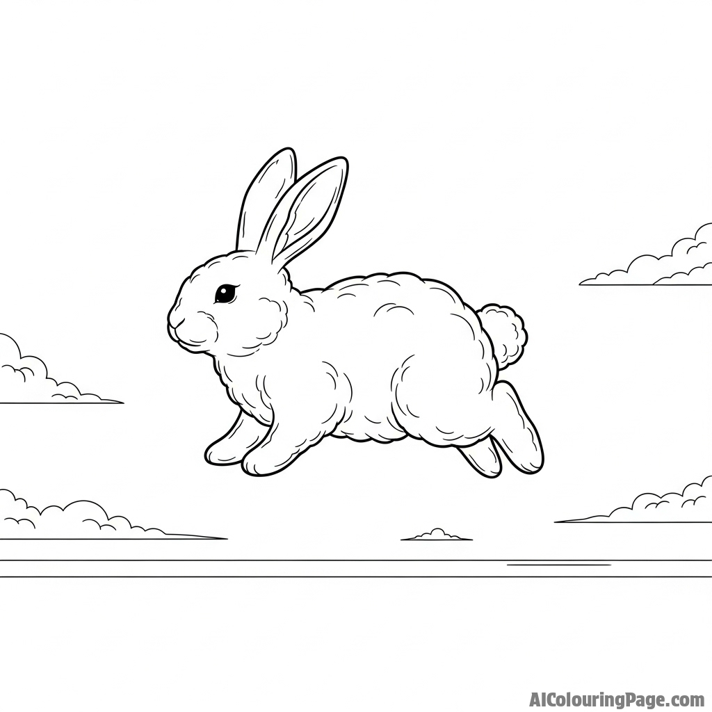 A rabbit-shaped cloud drifting across a daytime sky.