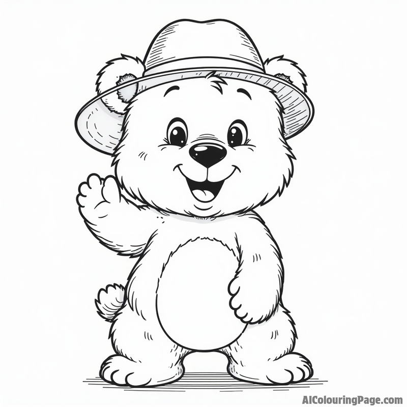 A friendly bear wearing a hat