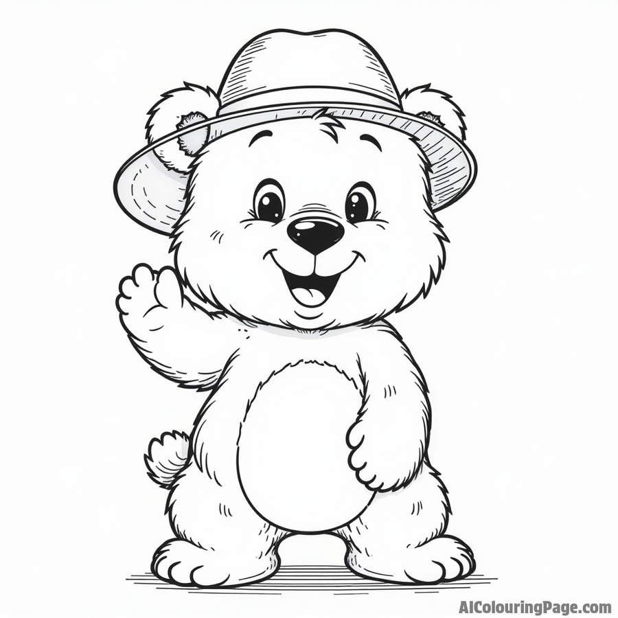 A friendly bear wearing a hat