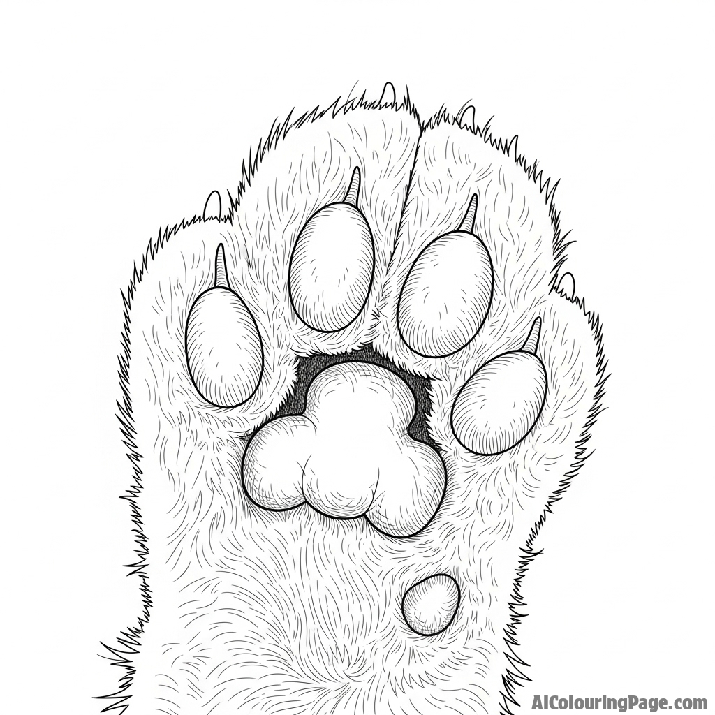 Macro photograph of a cat's paw, showing the detailed texture of the pads.
