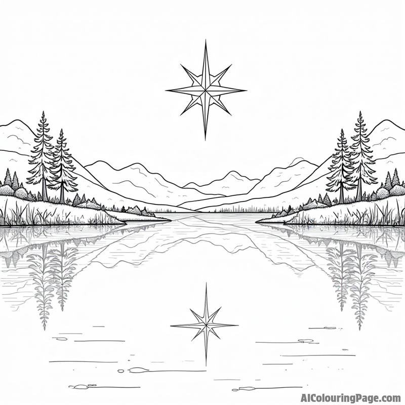 A star reflected in a calm lake