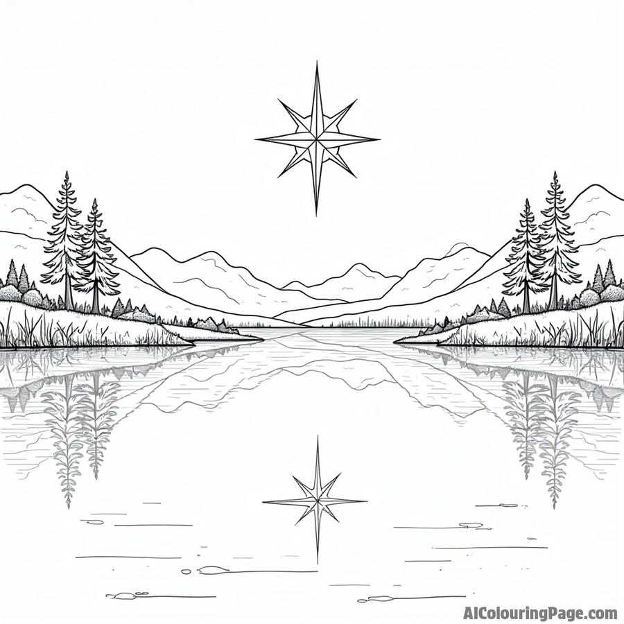 A star reflected in a calm lake