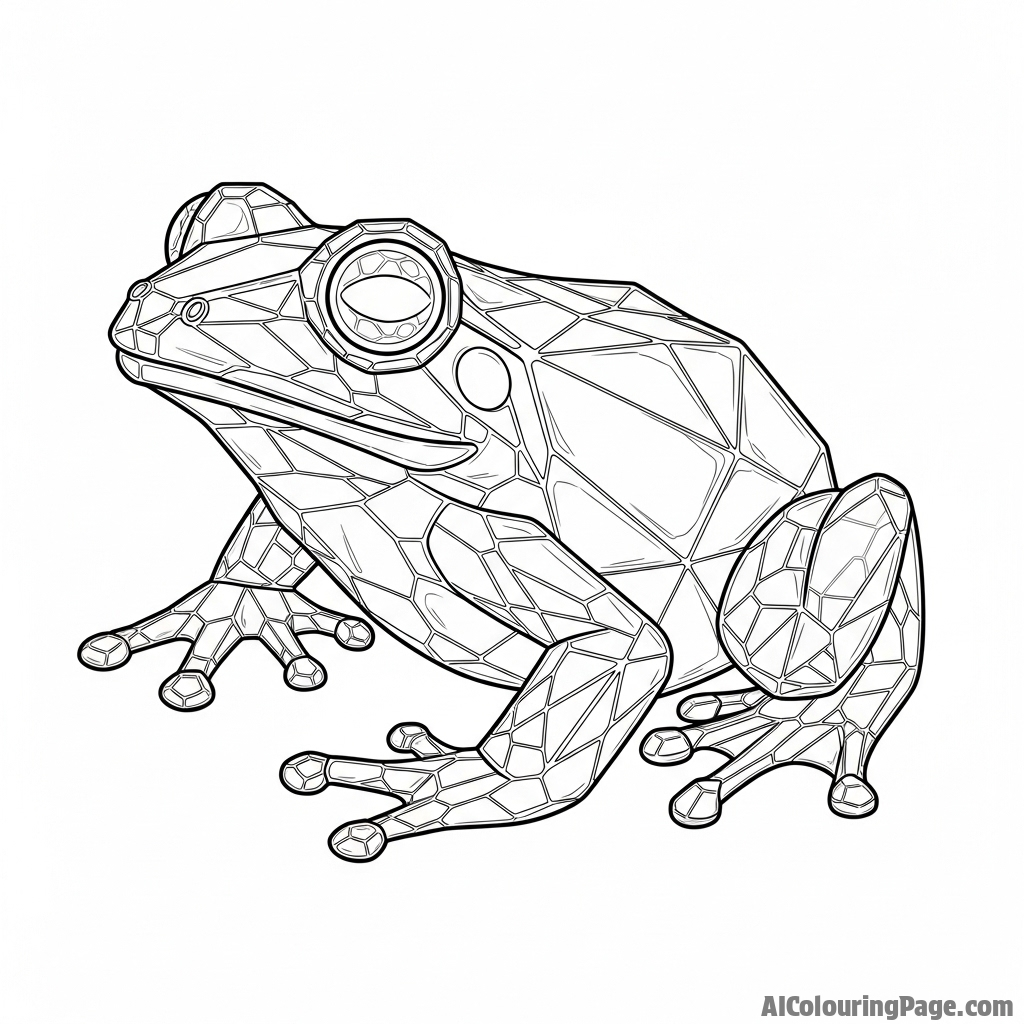 A frog made of shimmering crystal, refracting light.