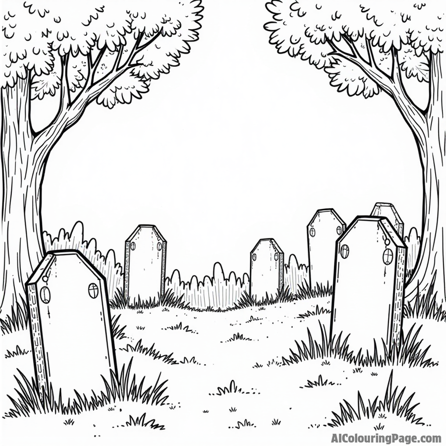 Graveyard with tombstones