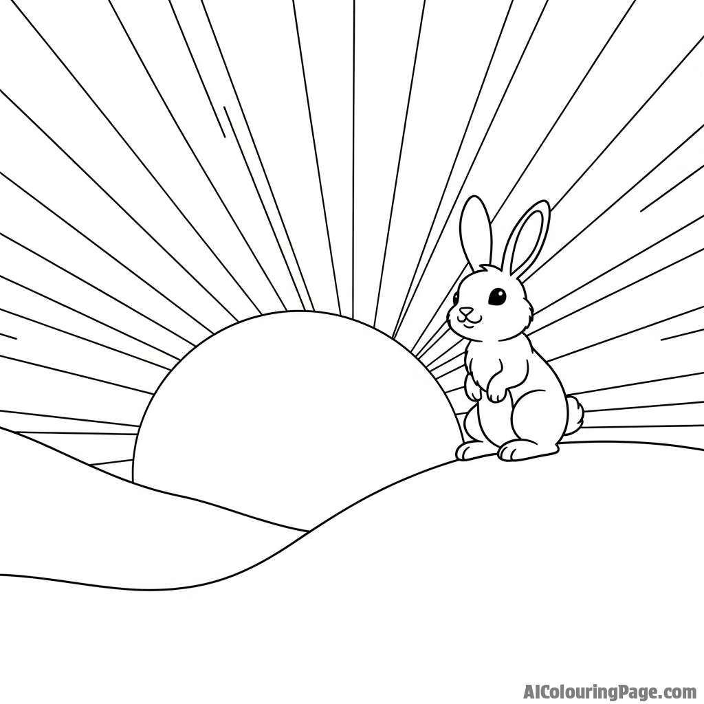 A silhouette of a rabbit on a hilltop against a dramatic sunset.