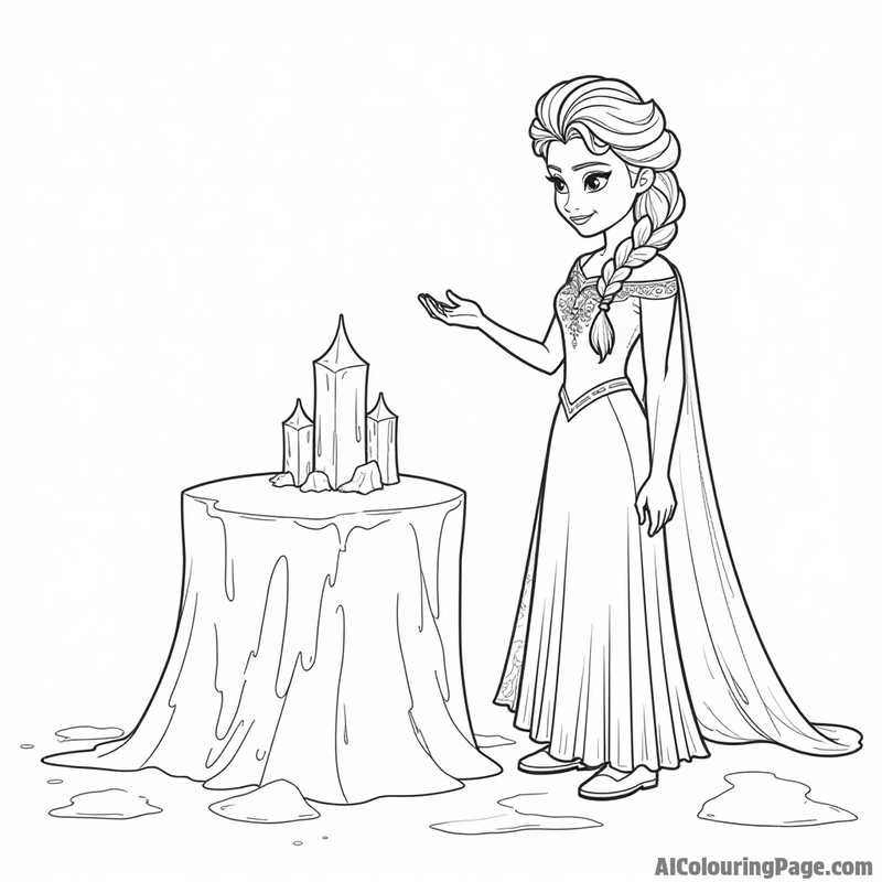 Elsa making an ice sculpture