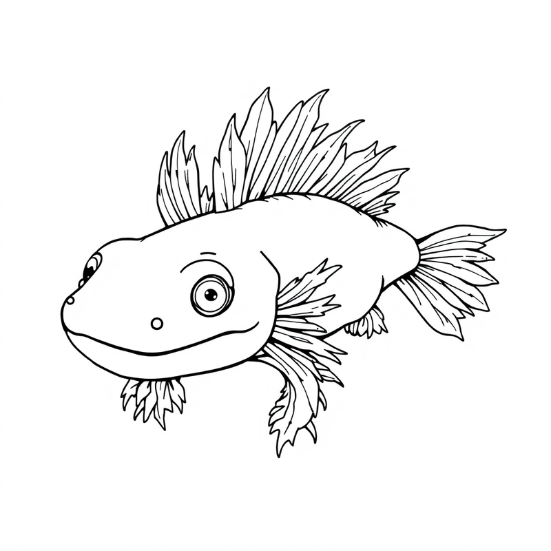 Axolotl with feathery gills