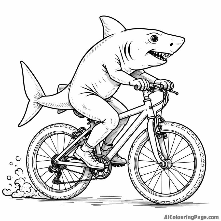 Shark riding a bicycle