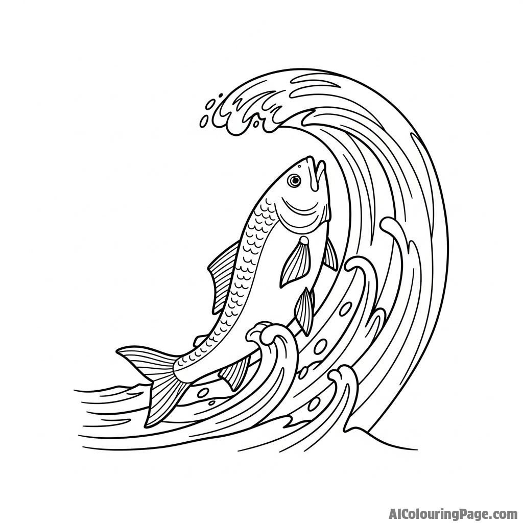 A fish swimming upstream, battling a powerful current.