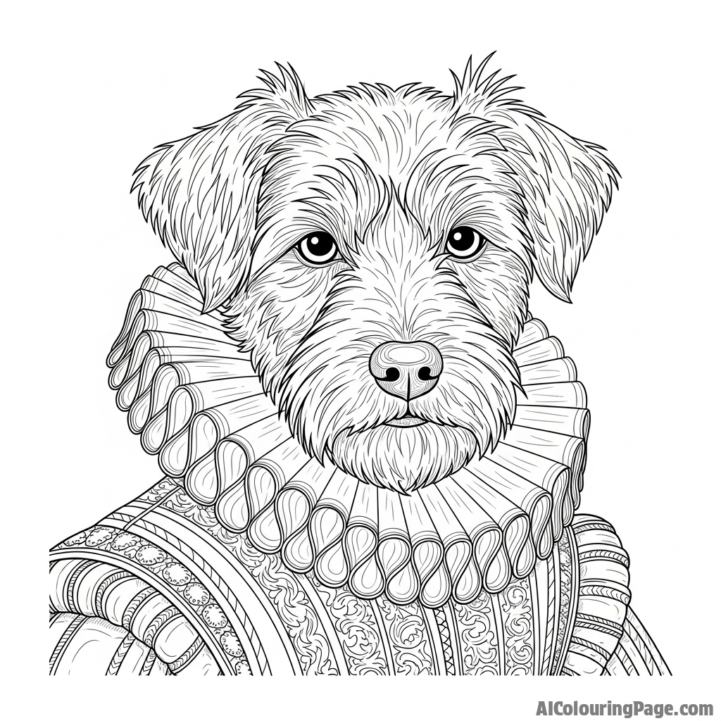 A dog's portrait painted in the style of a Renaissance master.