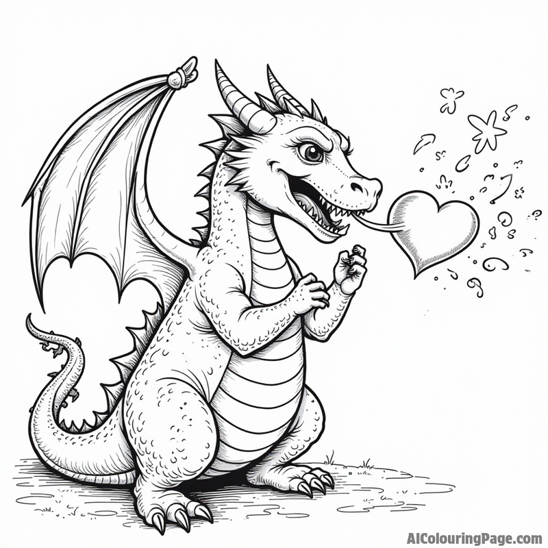 Dragon spitting out a heart