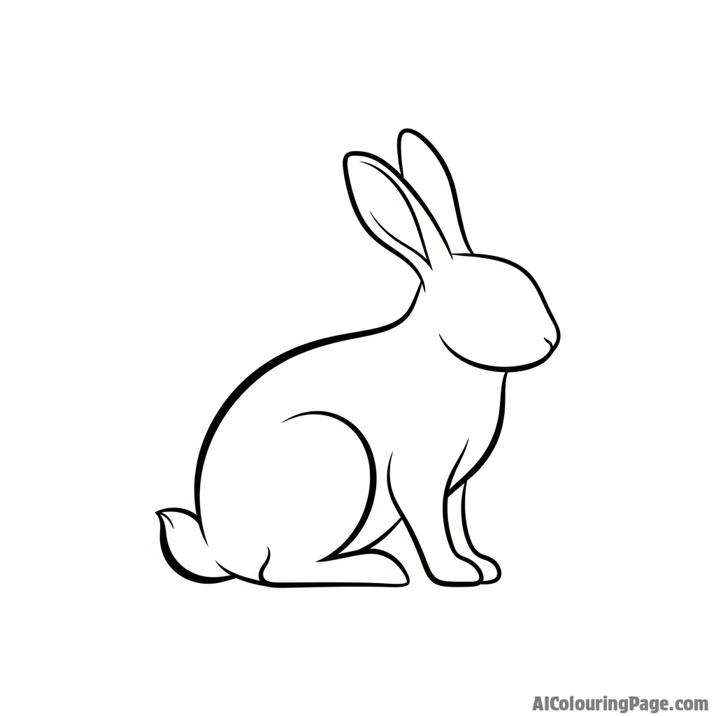 A minimalist logo design featuring the elegant curve of a sitting bunny.